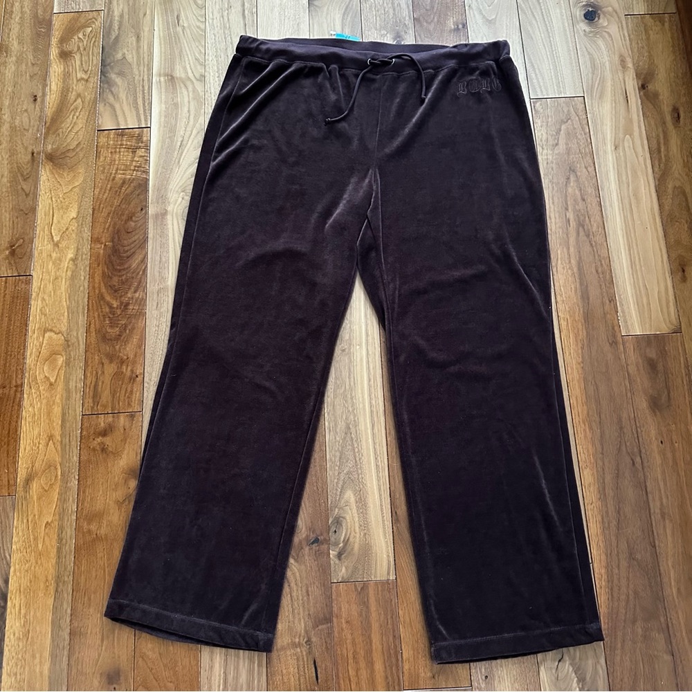 BCBG Maxazria Plus Size Velour Drawstring Lounge Pants Brown Women's size 2X